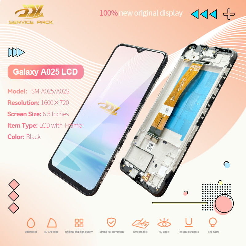 100% testato QC A02S LCD sostitutivo anti-statico con display LCD mobile nero