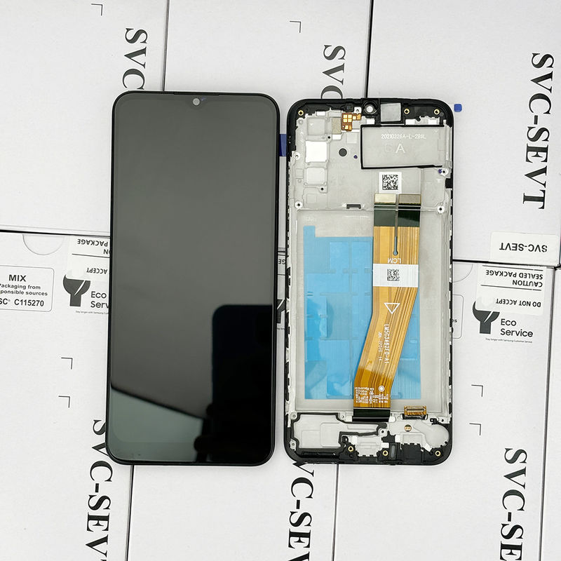 100% testato QC A02S LCD sostitutivo anti-statico con display LCD mobile nero