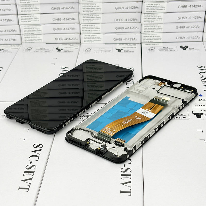 100% testato QC A02S LCD sostitutivo anti-statico con display LCD mobile nero